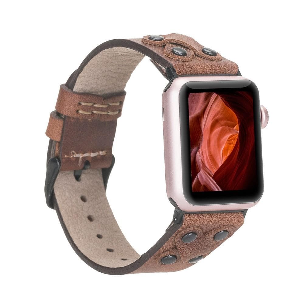 Cross Genuine Leather Apple Watch Band with Black Trok