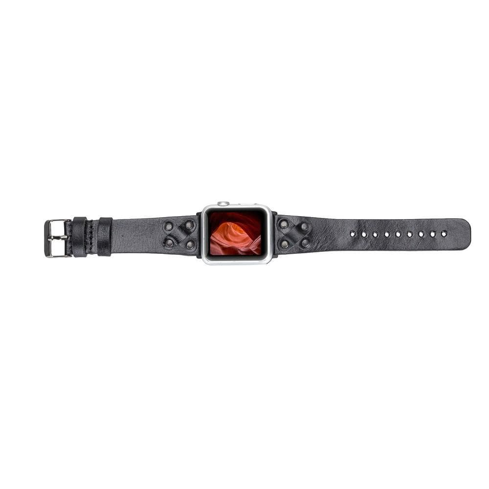 Cross Genuine Leather Apple Watch Band with Black Trok