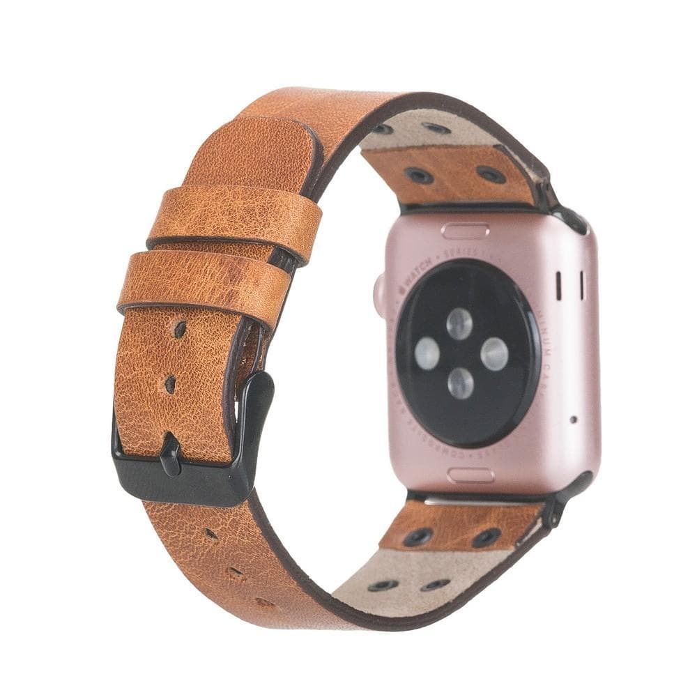 Cross Genuine Leather Apple Watch Band with Black Trok