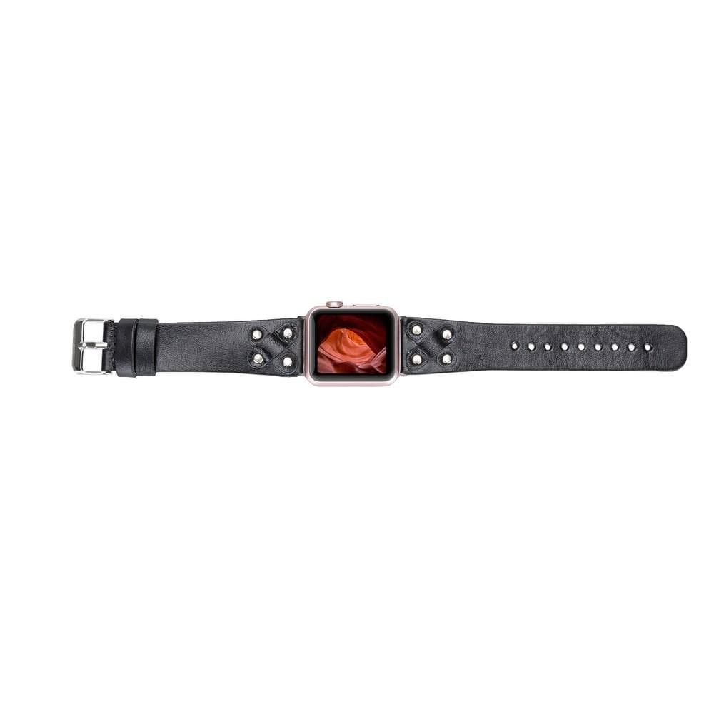 Cross Genuine Leather Apple Watch Band with Silver Trok