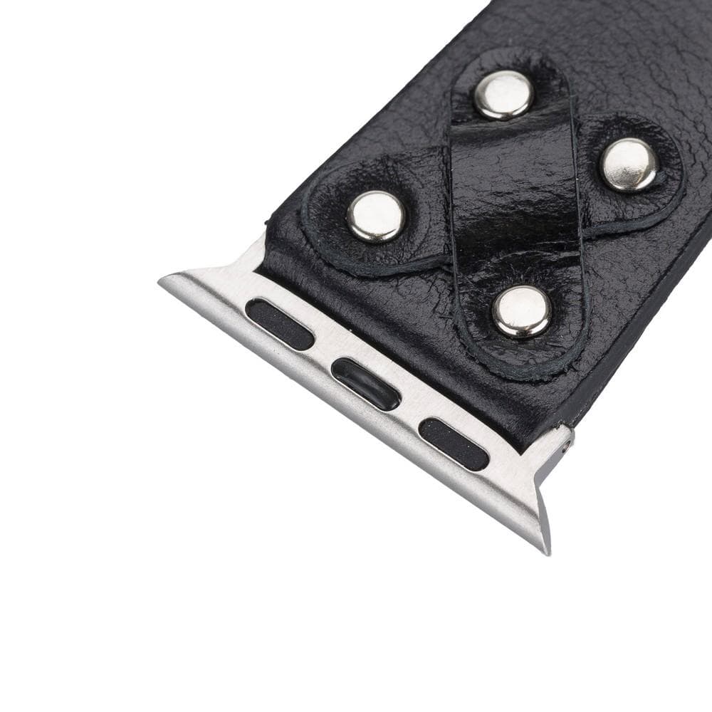 Cross Genuine Leather Apple Watch Band with Silver Trok