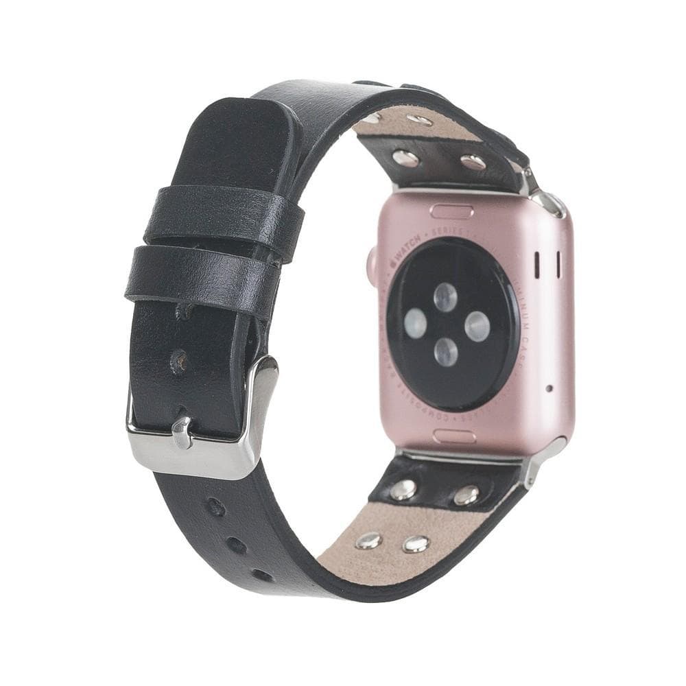 Cross Genuine Leather Apple Watch Band with Silver Trok