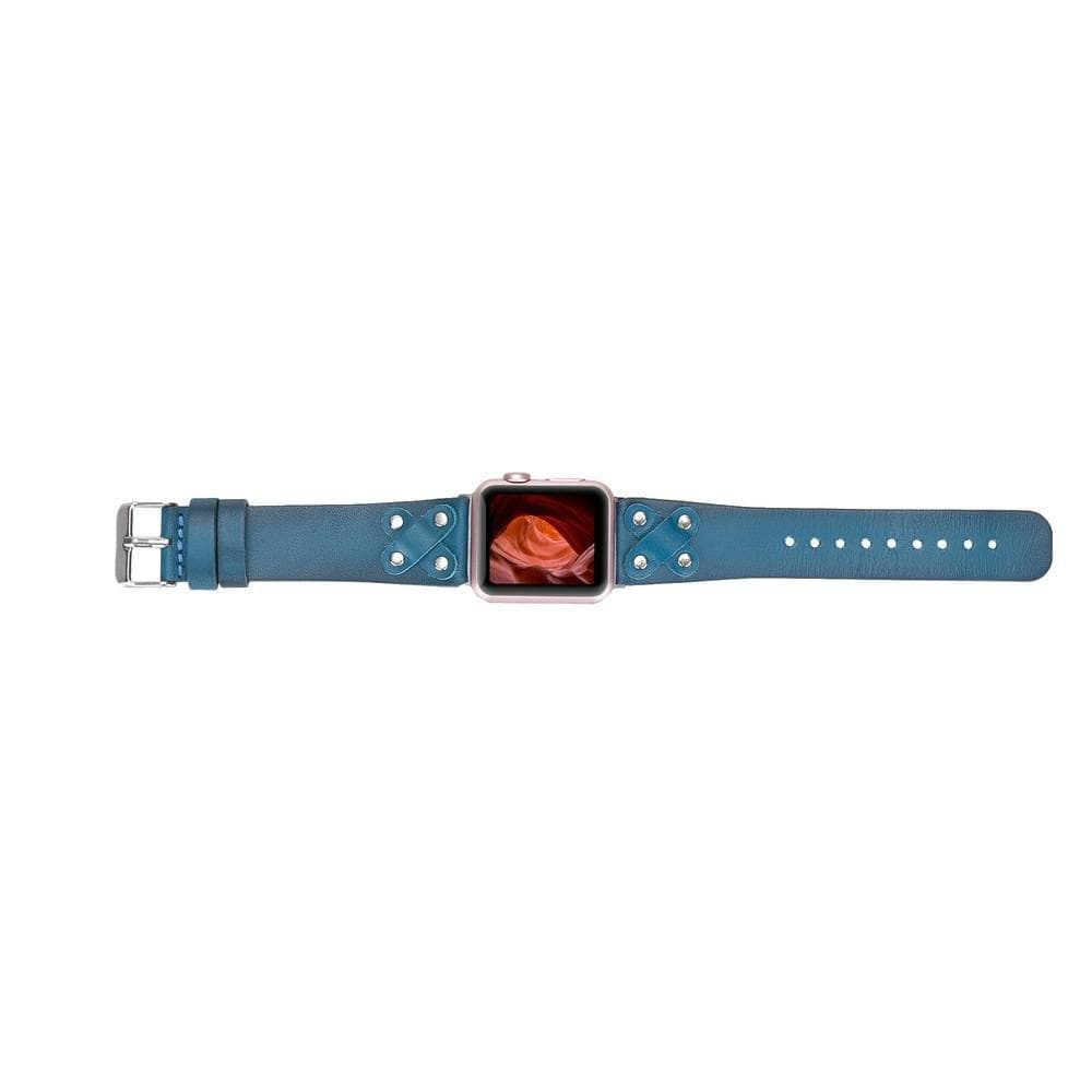 Cross Genuine Leather Apple Watch Band with Silver Trok