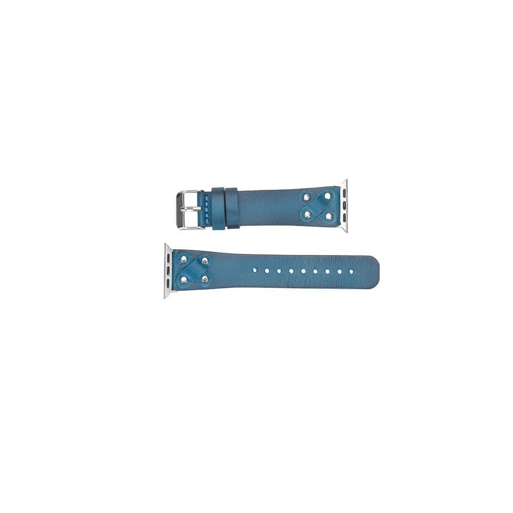 Cross Genuine Leather Apple Watch Band with Silver Trok