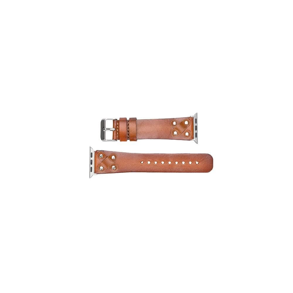 Cross Genuine Leather Apple Watch Band with Silver Trok