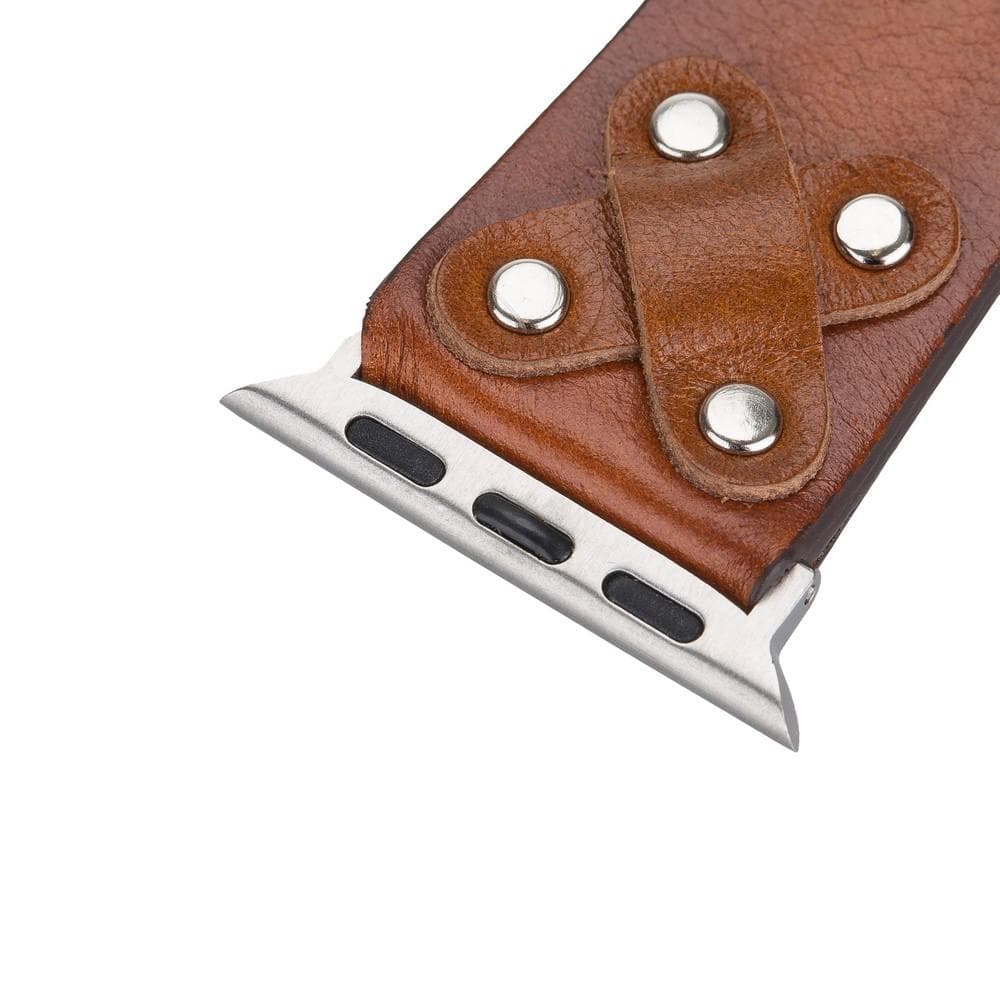 Cross Genuine Leather Apple Watch Band with Silver Trok