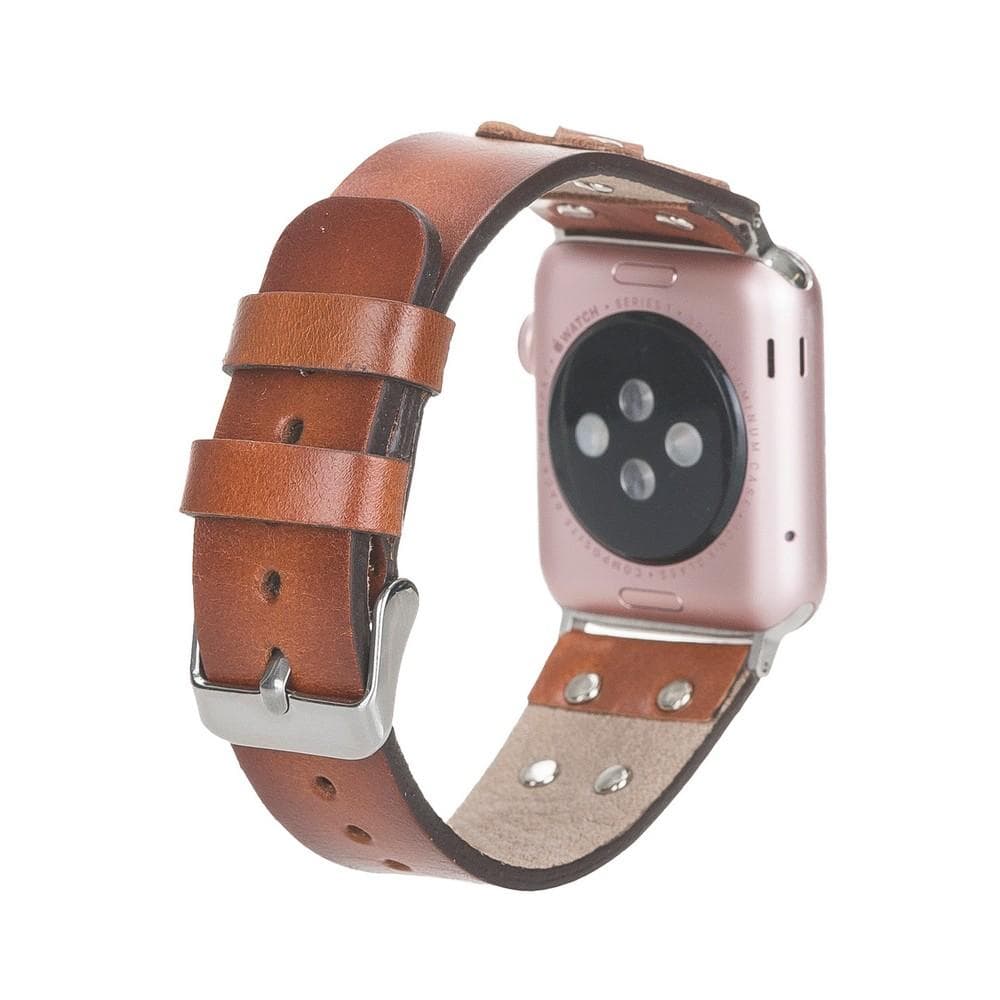 Cross Genuine Leather Apple Watch Band with Silver Trok