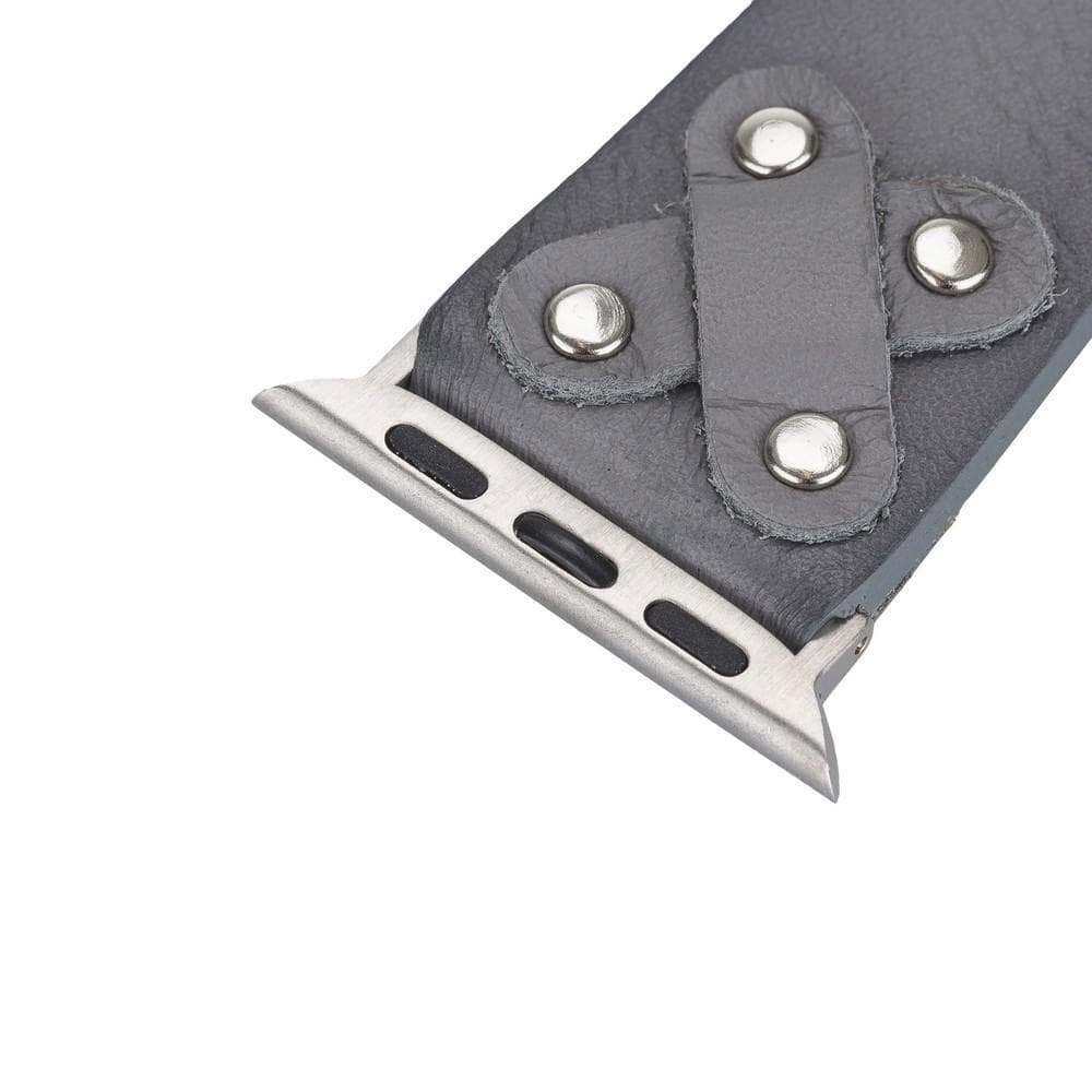 Cross Genuine Leather Apple Watch Band with Silver Trok