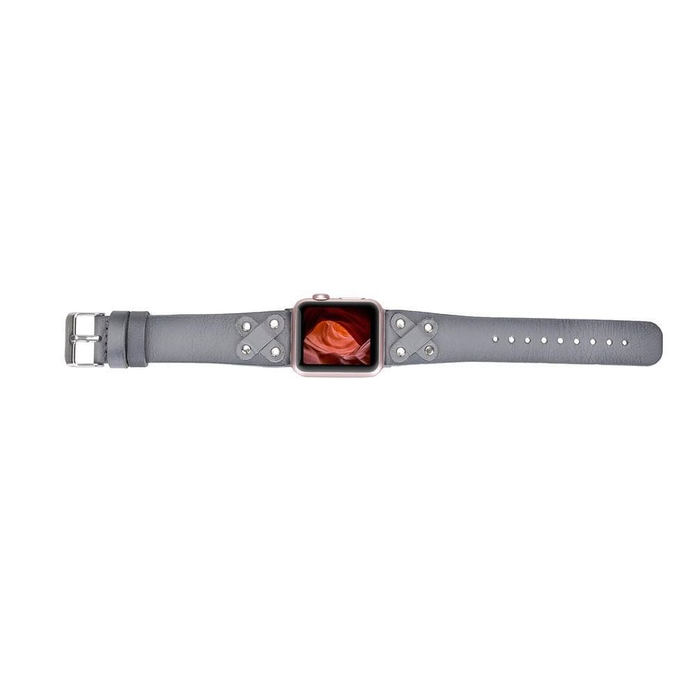 Cross Genuine Leather Apple Watch Band with Silver Trok