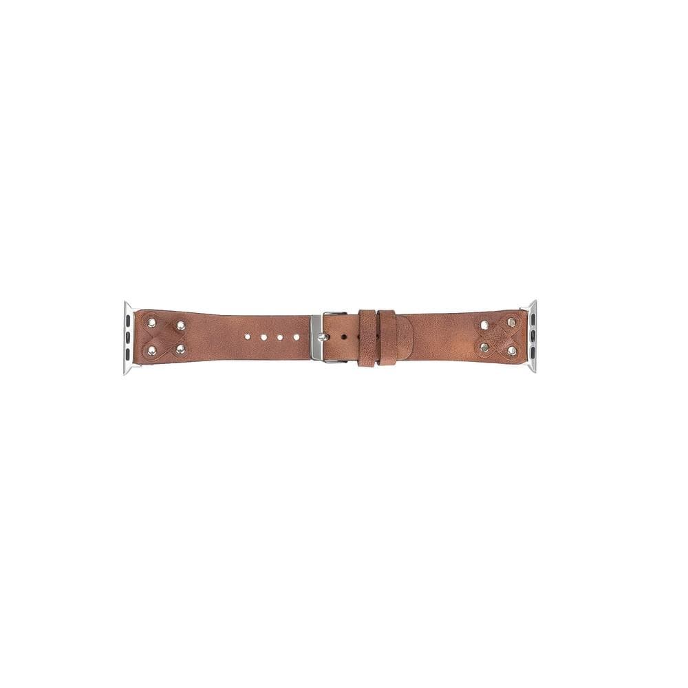 Cross Genuine Leather Apple Watch Band with Silver Trok