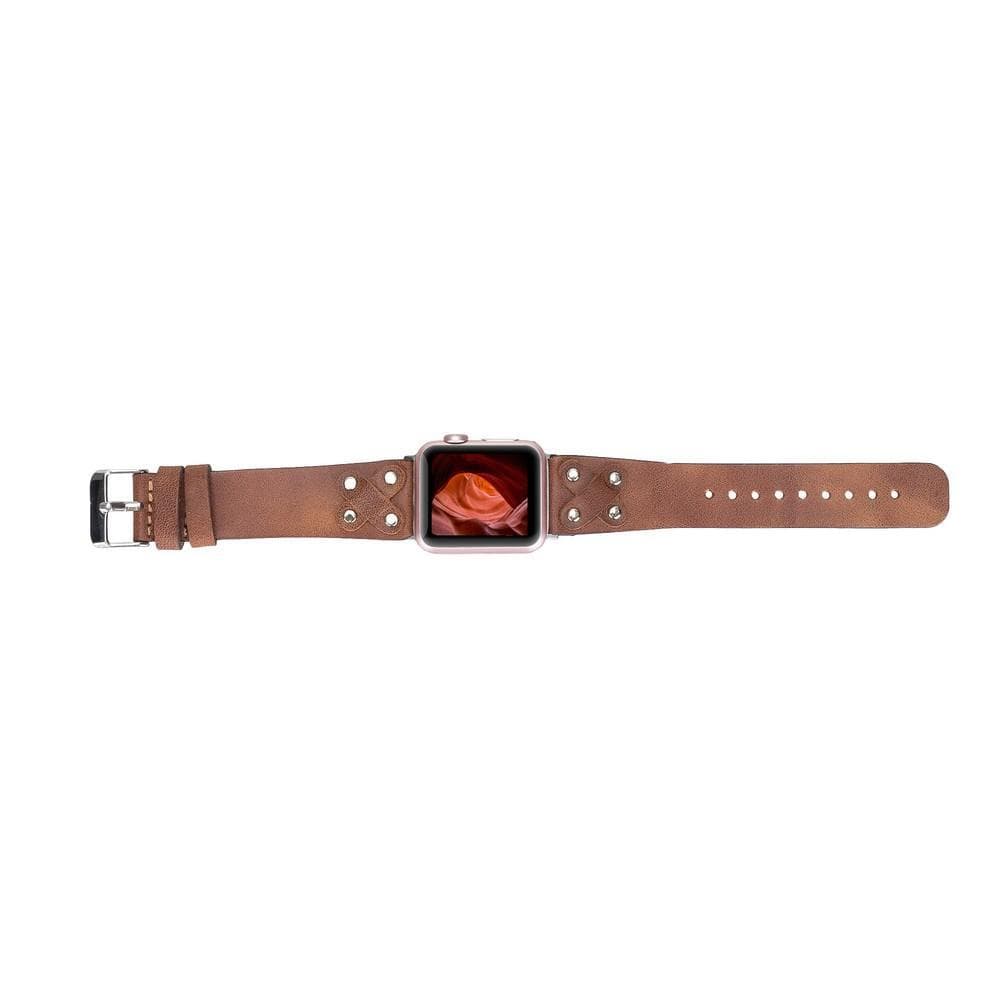Cross Genuine Leather Apple Watch Band with Silver Trok