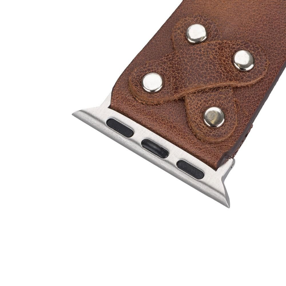 Cross Genuine Leather Apple Watch Band with Silver Trok