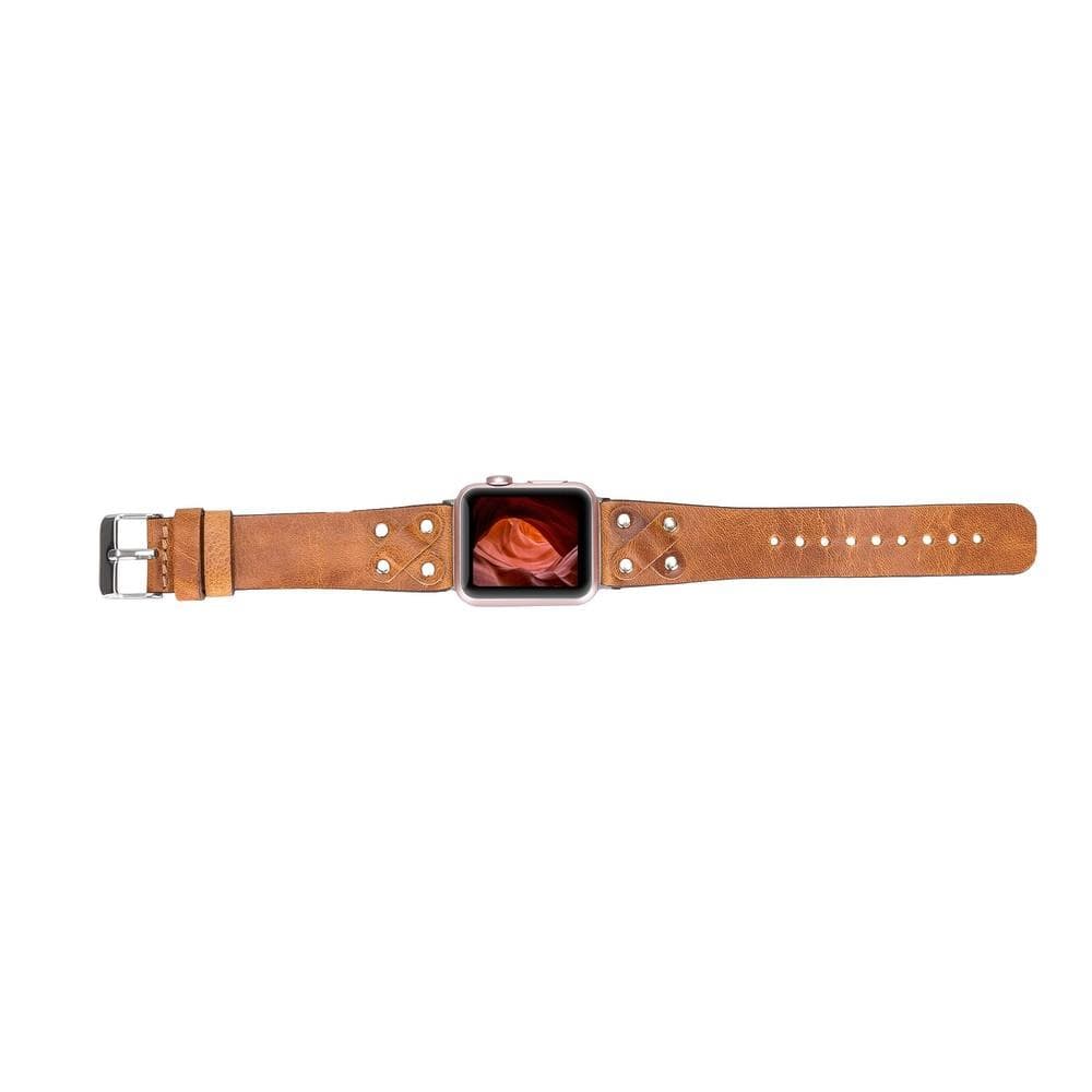 Cross Genuine Leather Apple Watch Band with Silver Trok