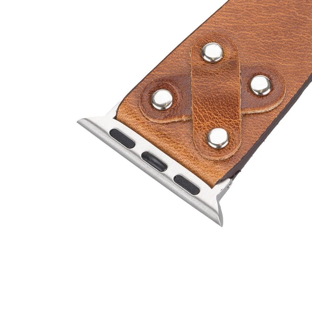 Cross Genuine Leather Apple Watch Band with Silver Trok