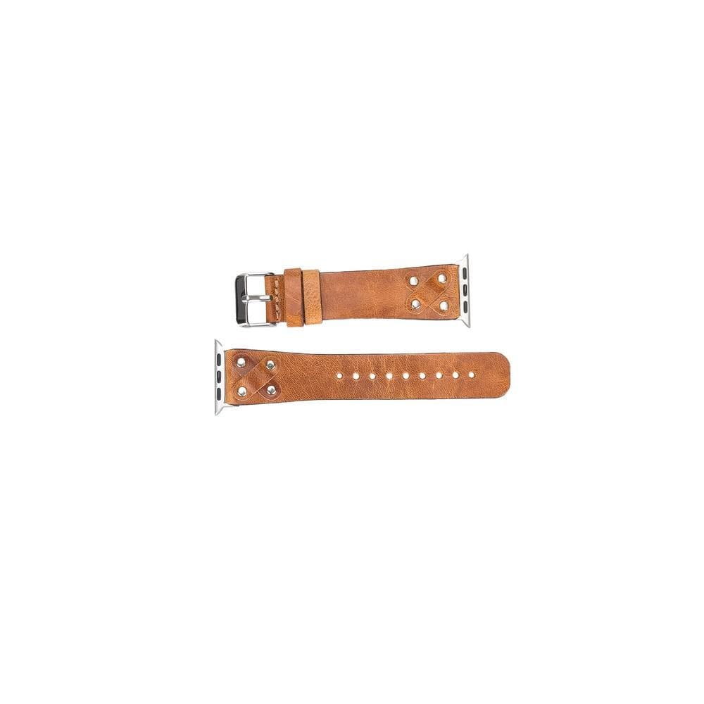 Cross Genuine Leather Apple Watch Band with Silver Trok