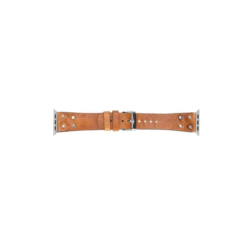 Cross Genuine Leather Apple Watch Band with Silver Trok