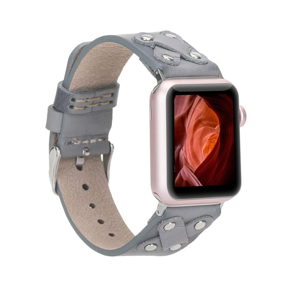 Cross Genuine Leather Apple Watch Band with Silver Trok