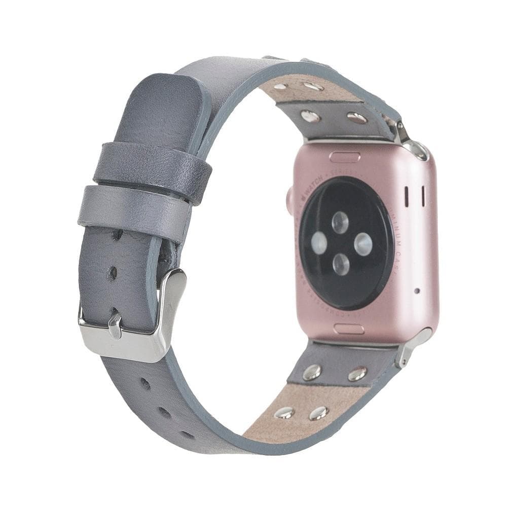 Cross Genuine Leather Apple Watch Band with Silver Trok