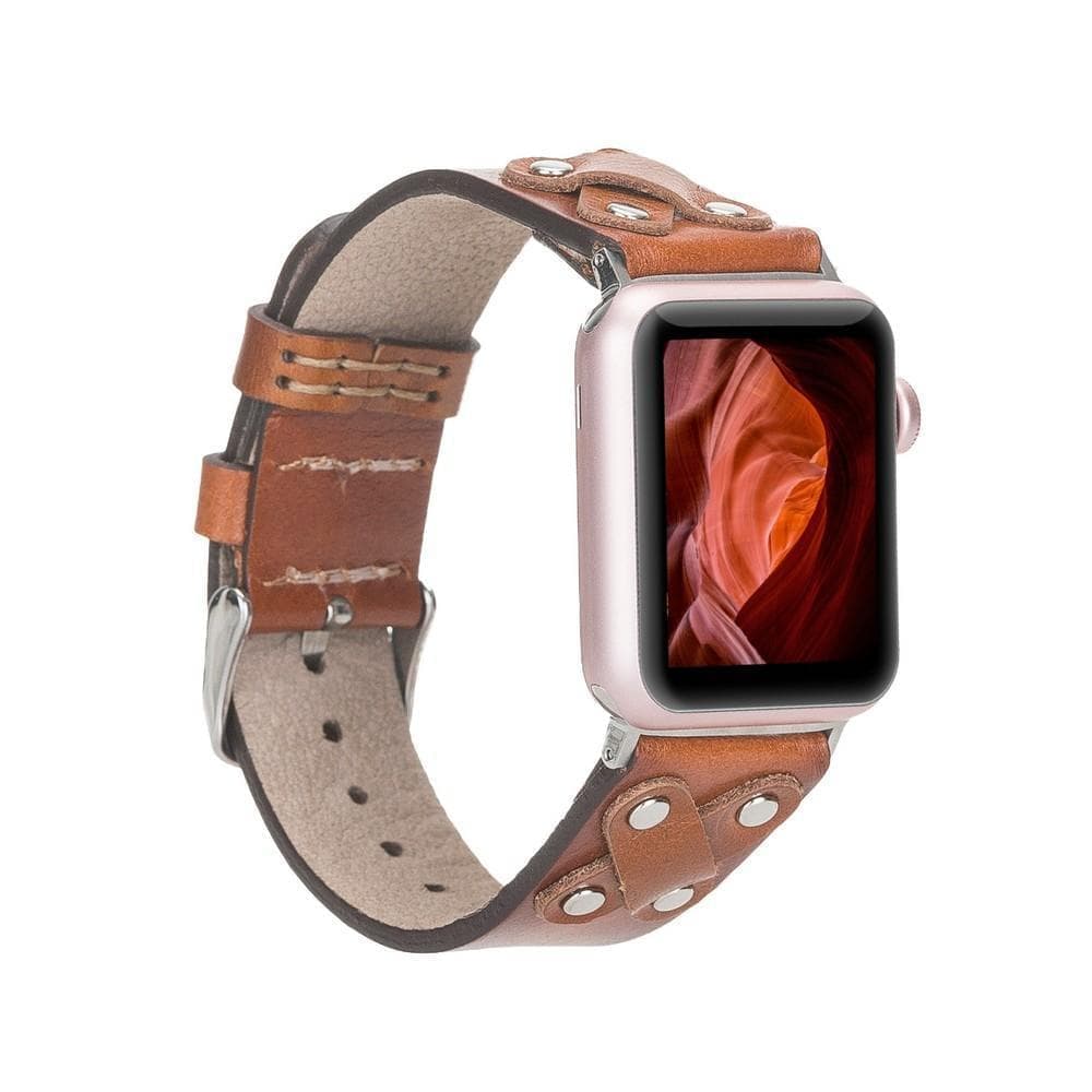Cross Genuine Leather Apple Watch Band with Silver Trok