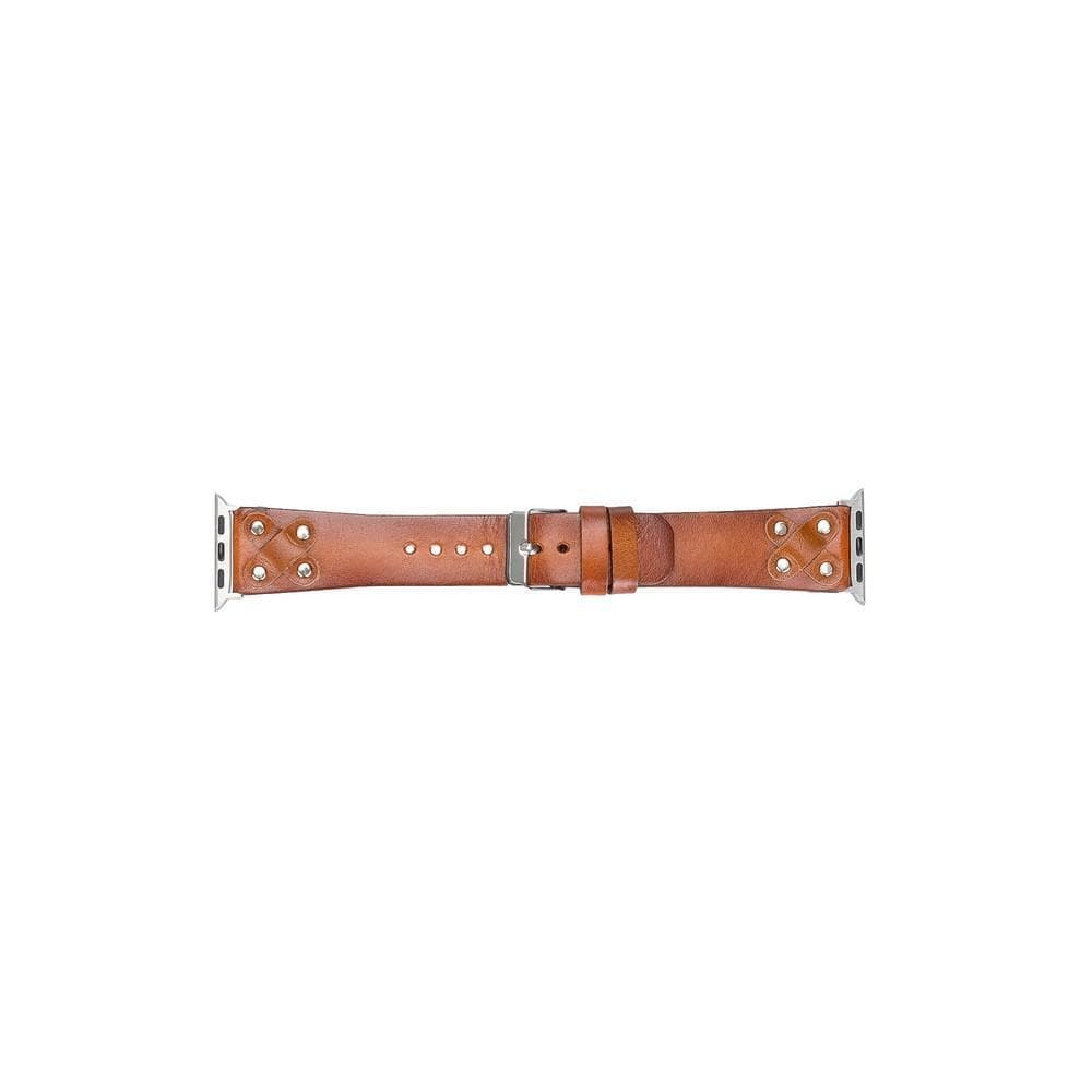 Cross Genuine Leather Apple Watch Band with Silver Trok