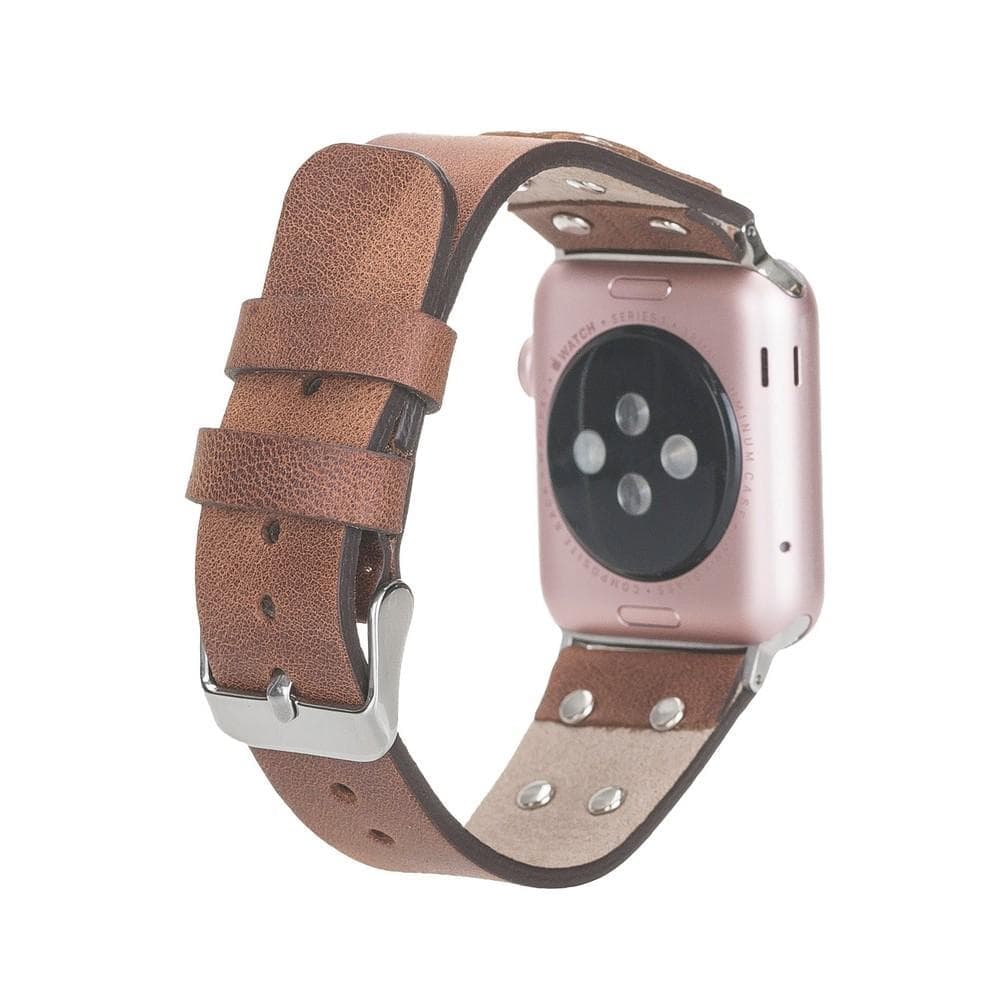Cross Genuine Leather Apple Watch Band with Silver Trok