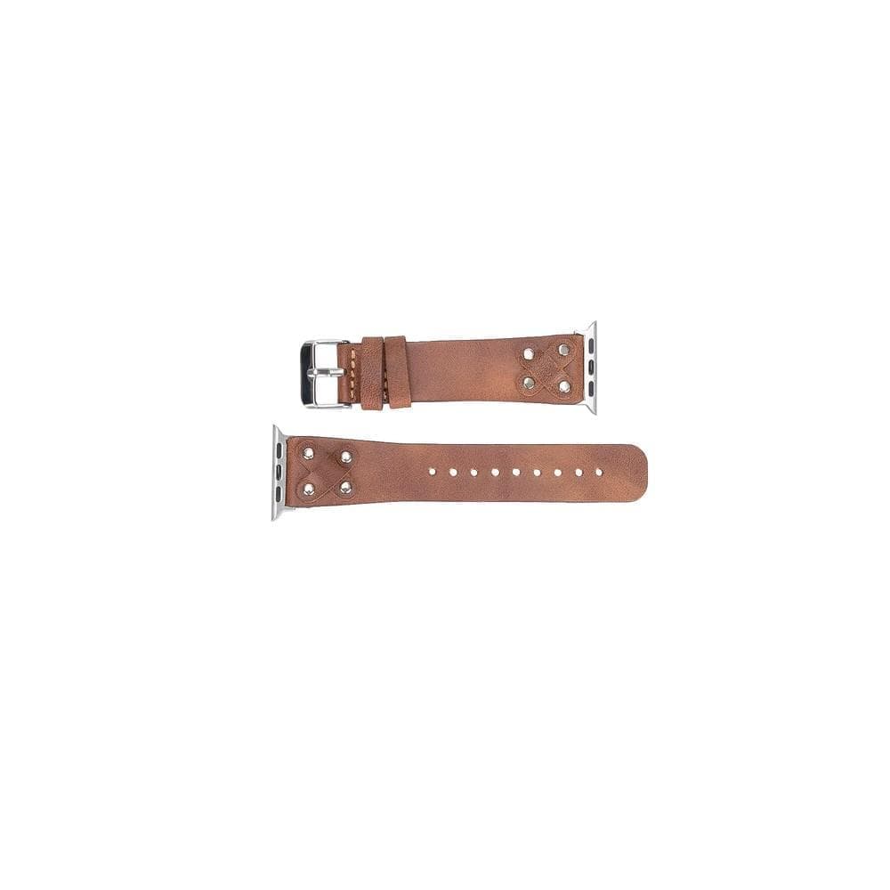 Cross Genuine Leather Apple Watch Band with Silver Trok