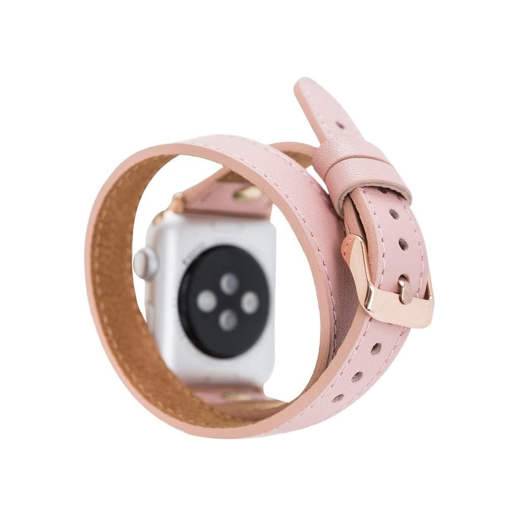 Hector Double Tour Genuine Leather Apple Watch Band with Gold Trok