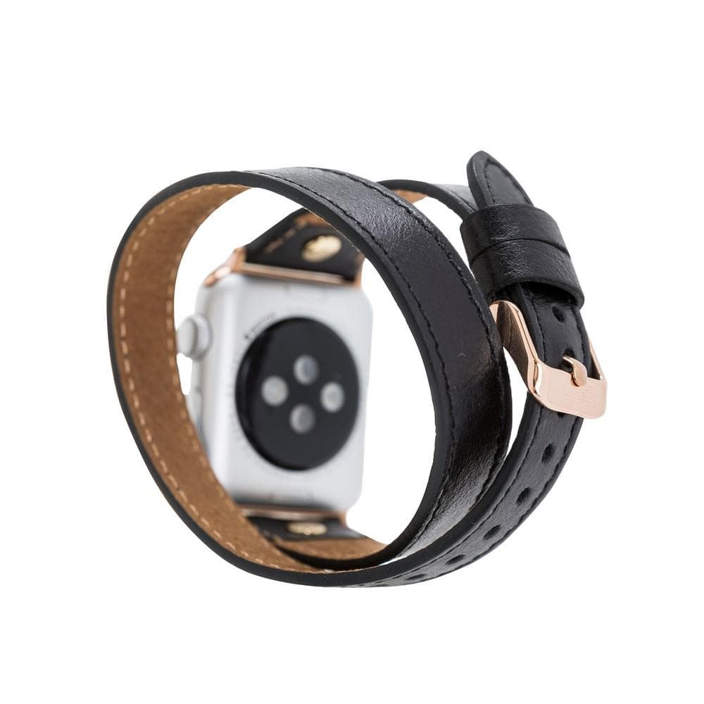 Hector Double Tour Genuine Leather Apple Watch Band with Gold Trok