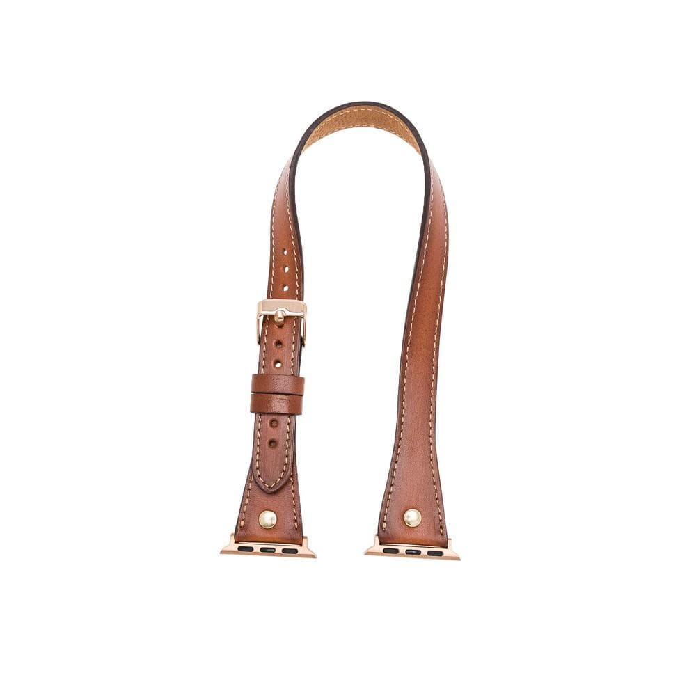 Hector Double Tour Genuine Leather Apple Watch Band with Gold Trok