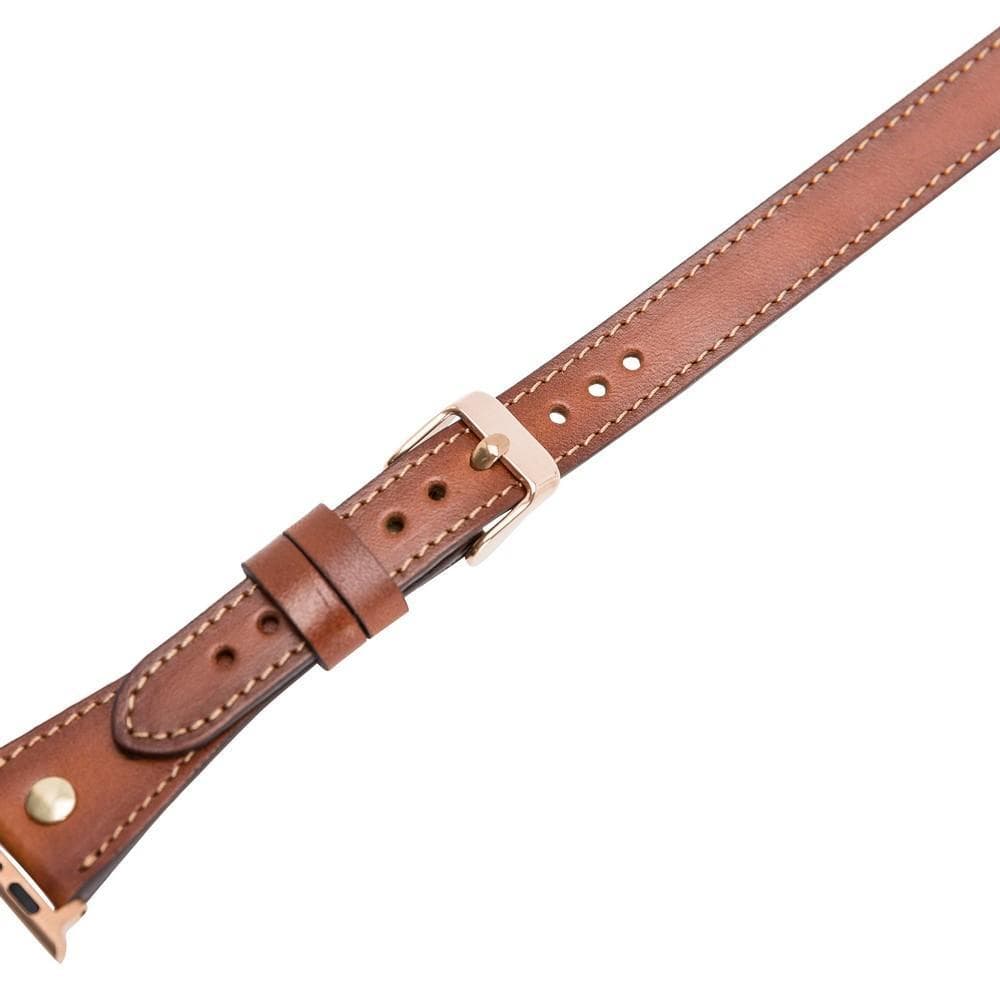 Hector Double Tour Genuine Leather Apple Watch Band with Gold Trok