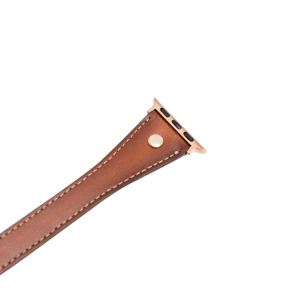 Hector Double Tour Genuine Leather Apple Watch Band with Gold Trok