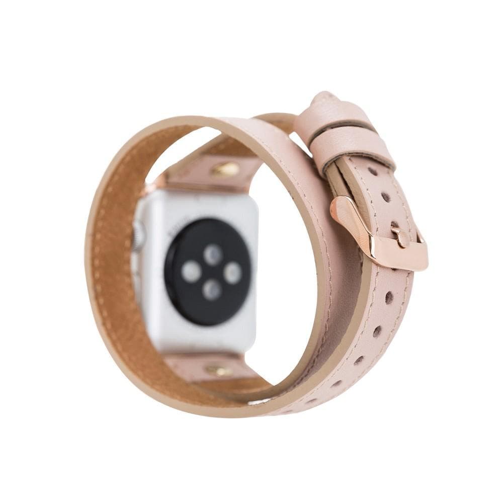 Hector Double Tour Genuine Leather Apple Watch Band with Gold Trok
