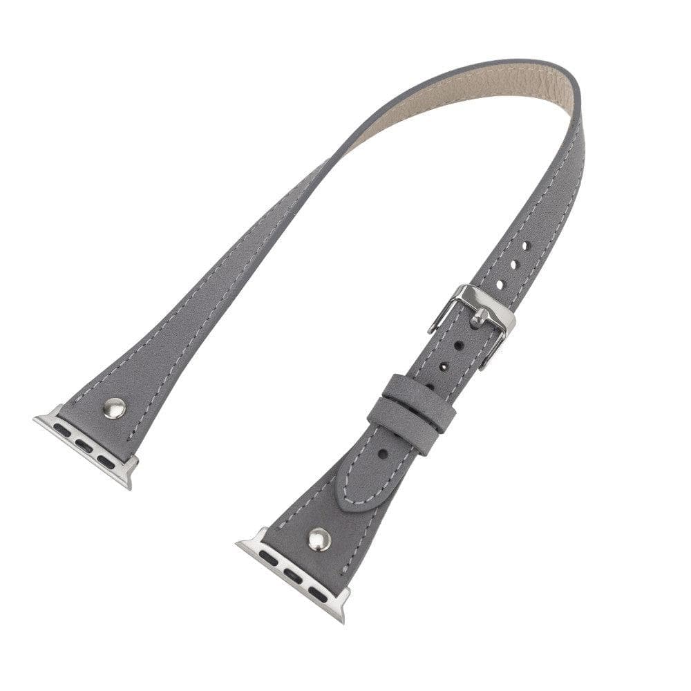 Hector Double Tour Genuine Leather Apple Watch Band with Silver Trok