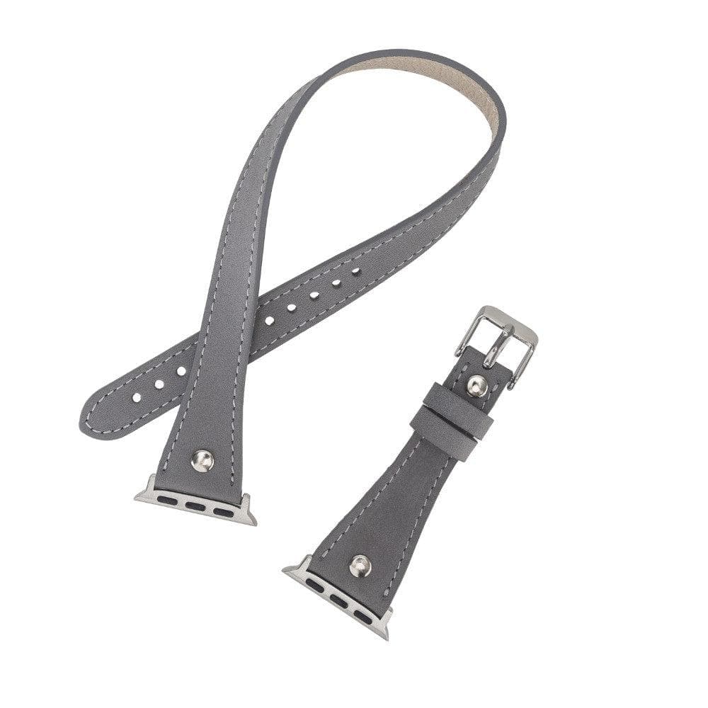 Hector Double Tour Genuine Leather Apple Watch Band with Silver Trok