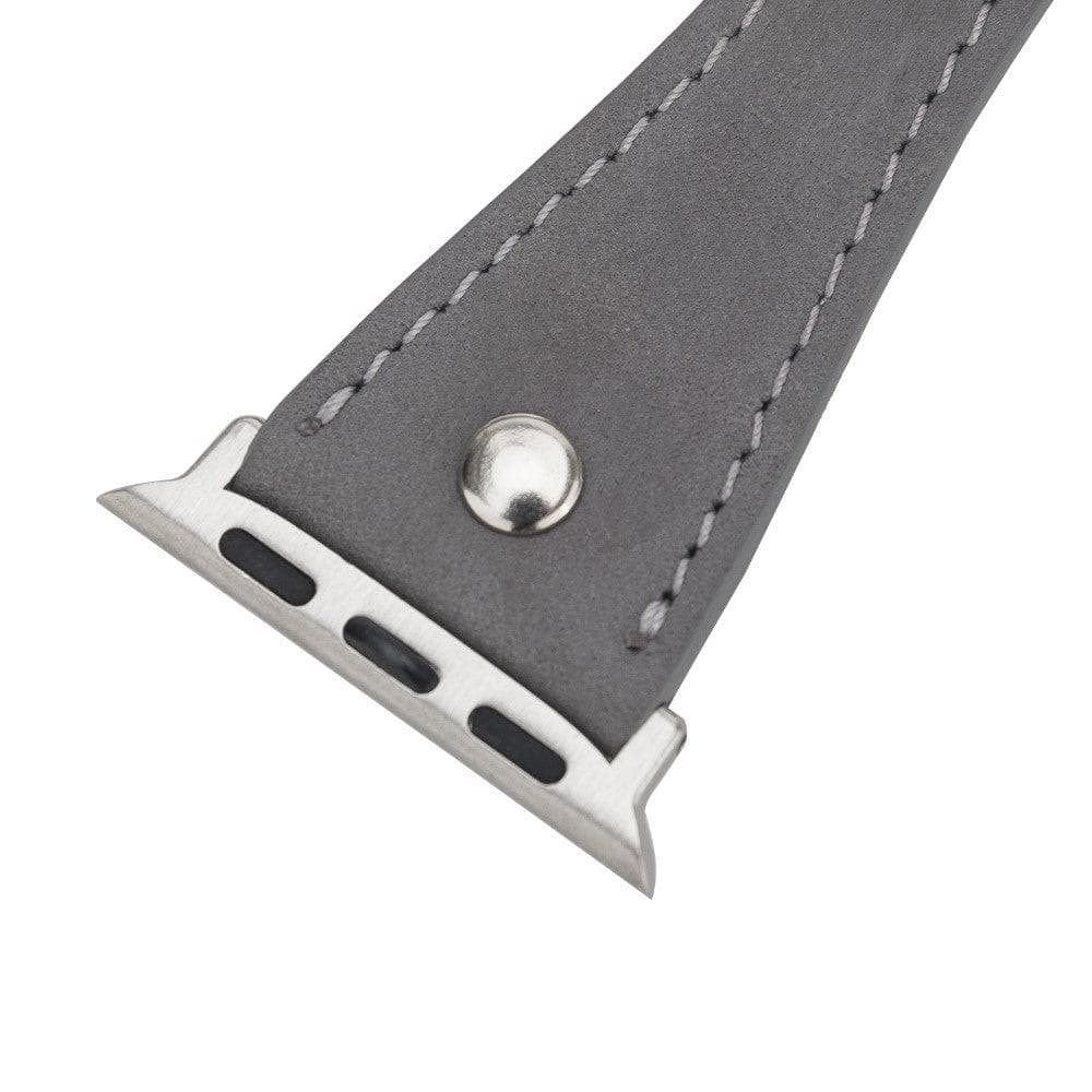 Hector Double Tour Genuine Leather Apple Watch Band with Silver Trok
