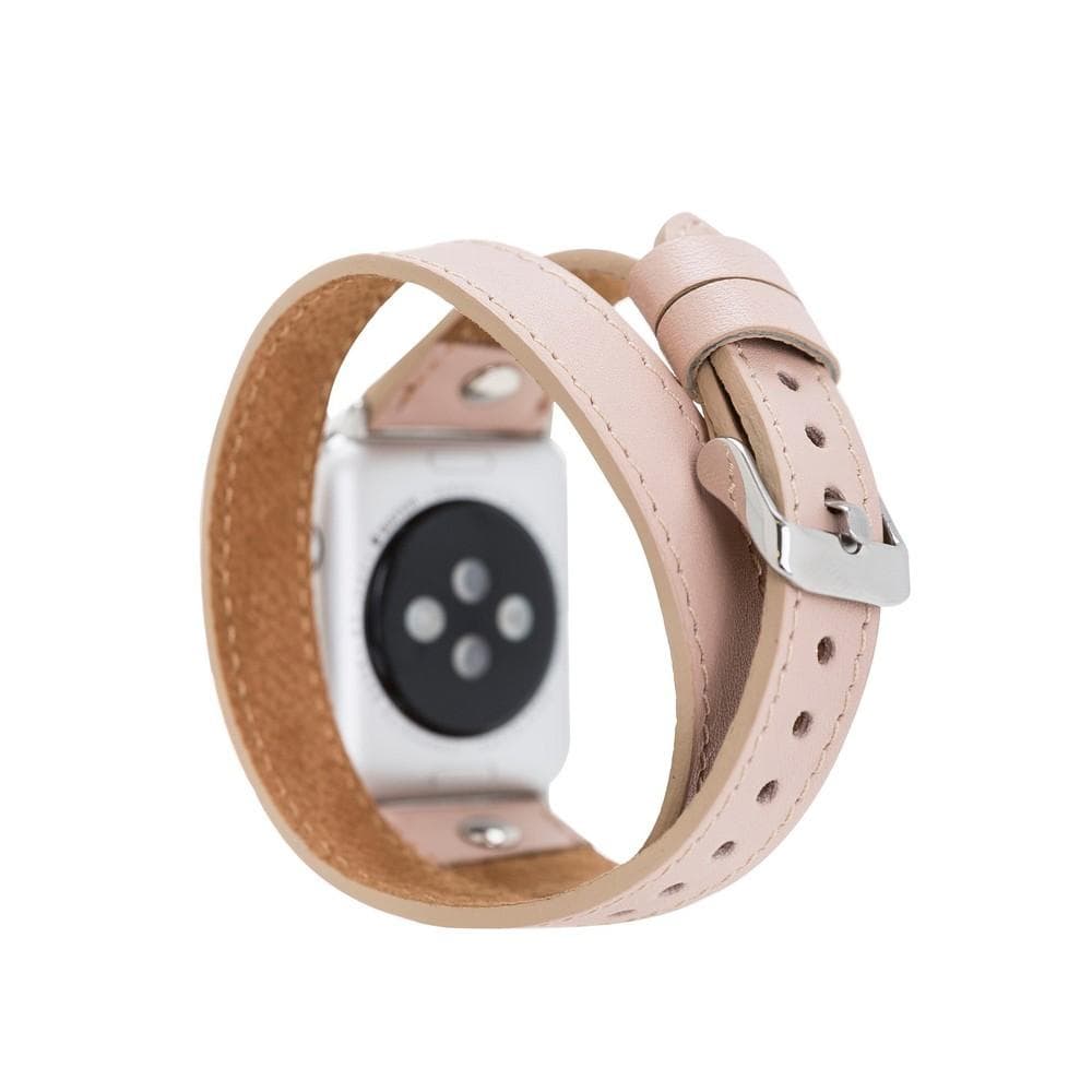 Hector Double Tour Genuine Leather Apple Watch Band with Silver Trok