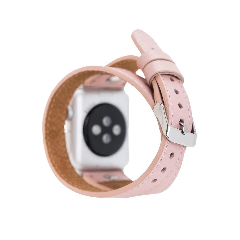 Hector Double Tour Genuine Leather Apple Watch Band with Silver Trok