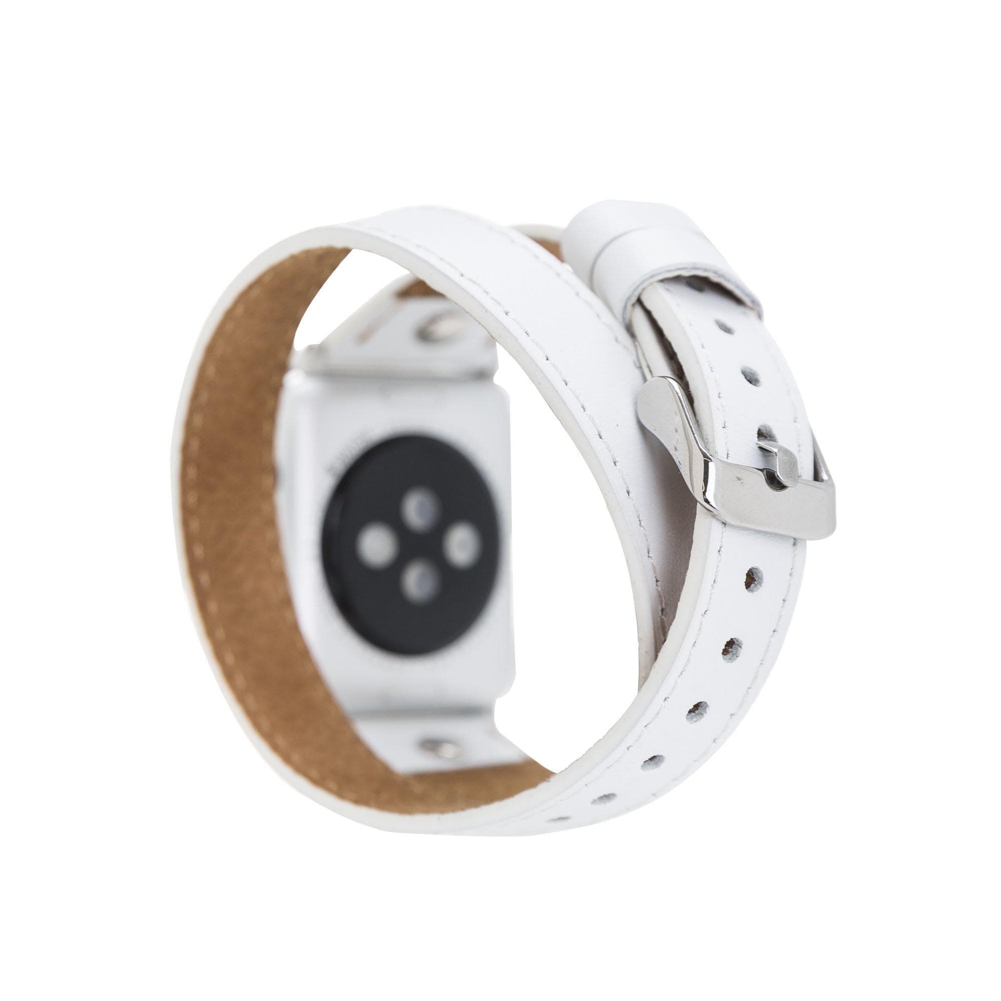 Hector Double Tour Genuine Leather Apple Watch Band with Silver Trok