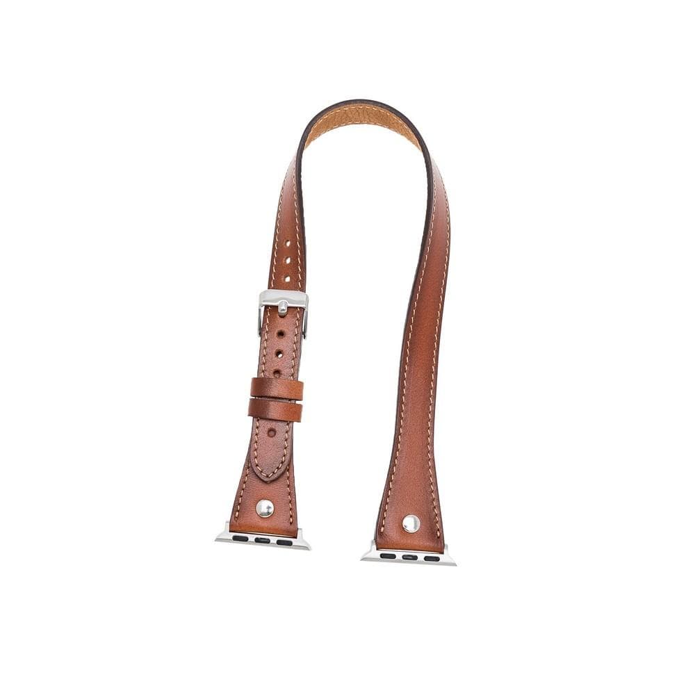 Hector Double Tour Genuine Leather Apple Watch Band with Silver Trok