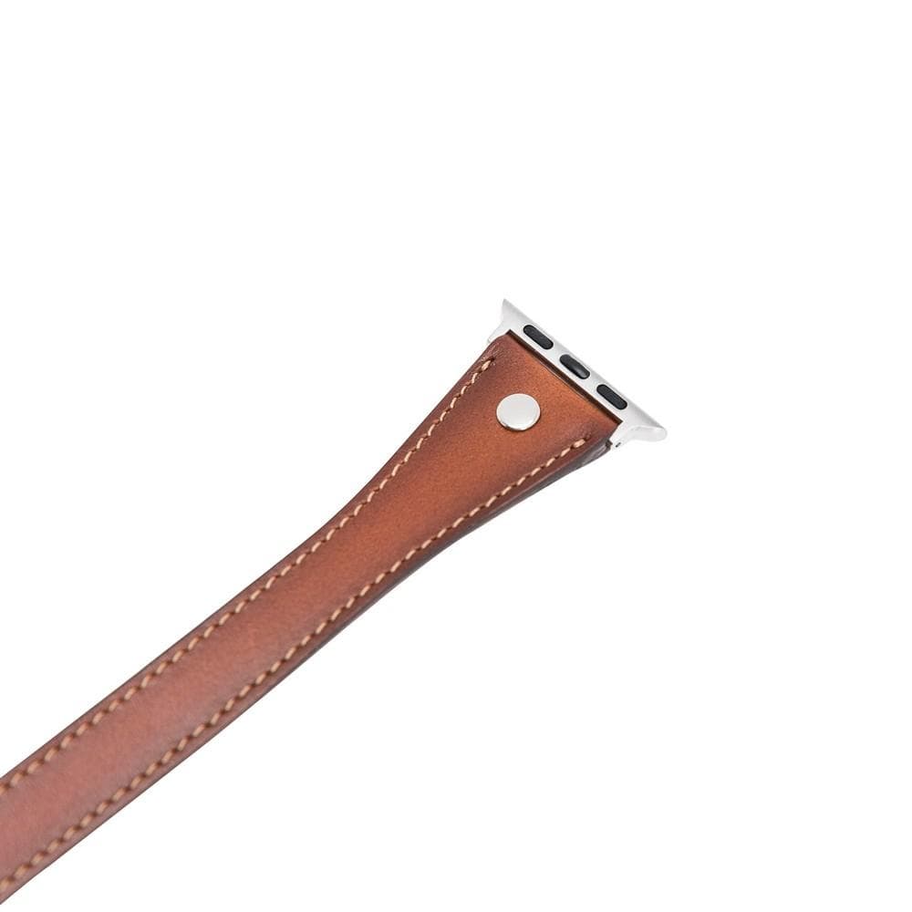 Hector Double Tour Genuine Leather Apple Watch Band with Silver Trok
