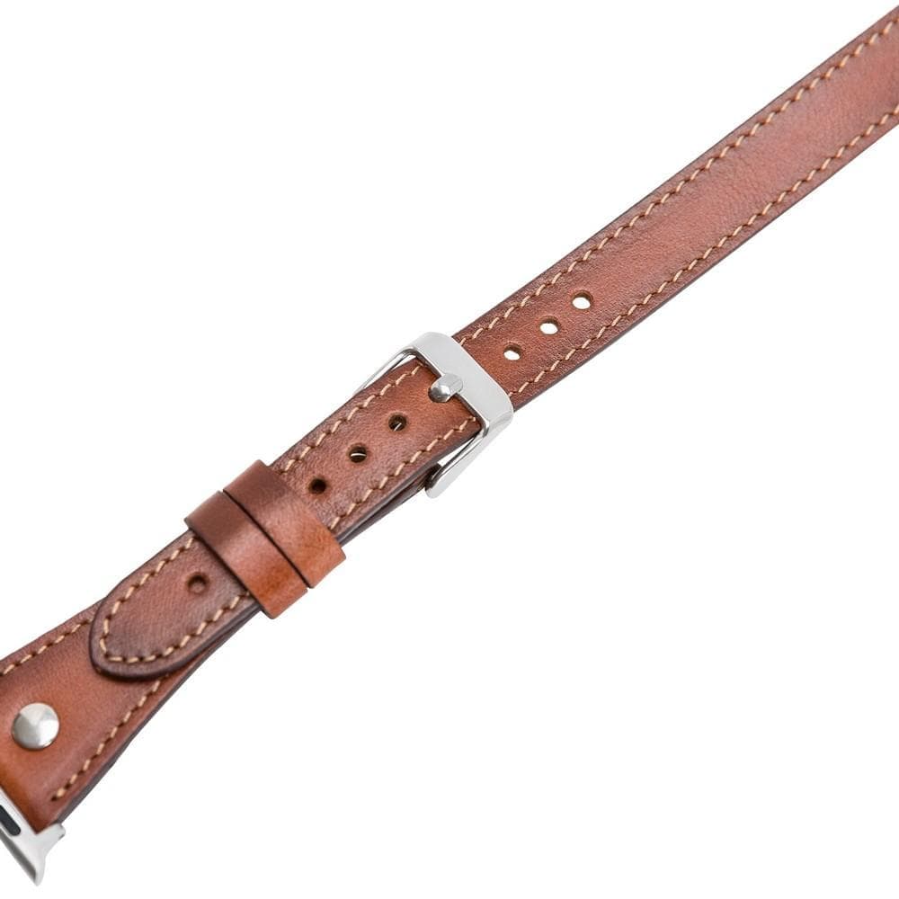 Hector Double Tour Genuine Leather Apple Watch Band with Silver Trok