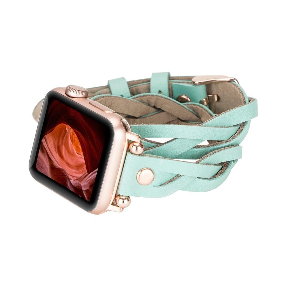Peggy Ferro Genuine Leather Double Tour Apple Watch Band with Rose Gold Trok