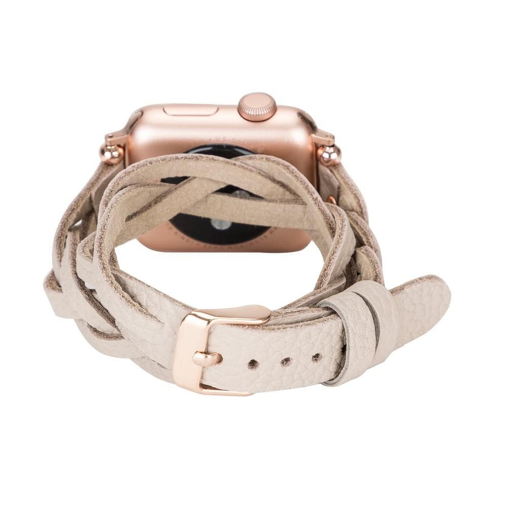 Peggy Ferro Genuine Leather Double Tour Apple Watch Band with Rose Gold Trok