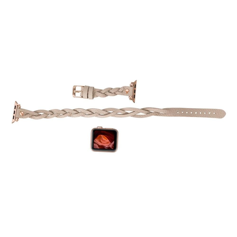 Peggy Ferro Genuine Leather Double Tour Apple Watch Band with Rose Gold Trok