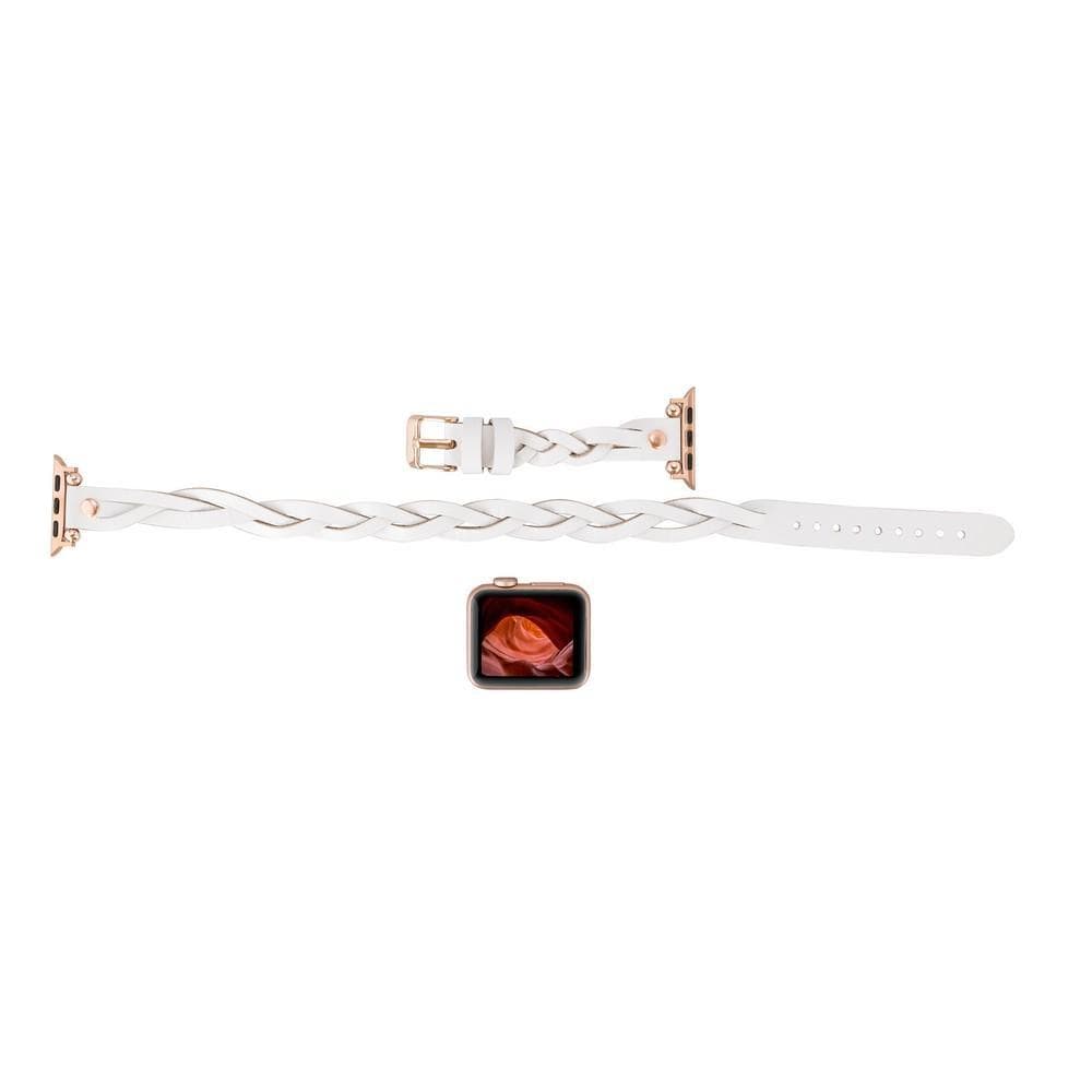 Peggy Ferro Genuine Leather Double Tour Apple Watch Band with Rose Gold Trok