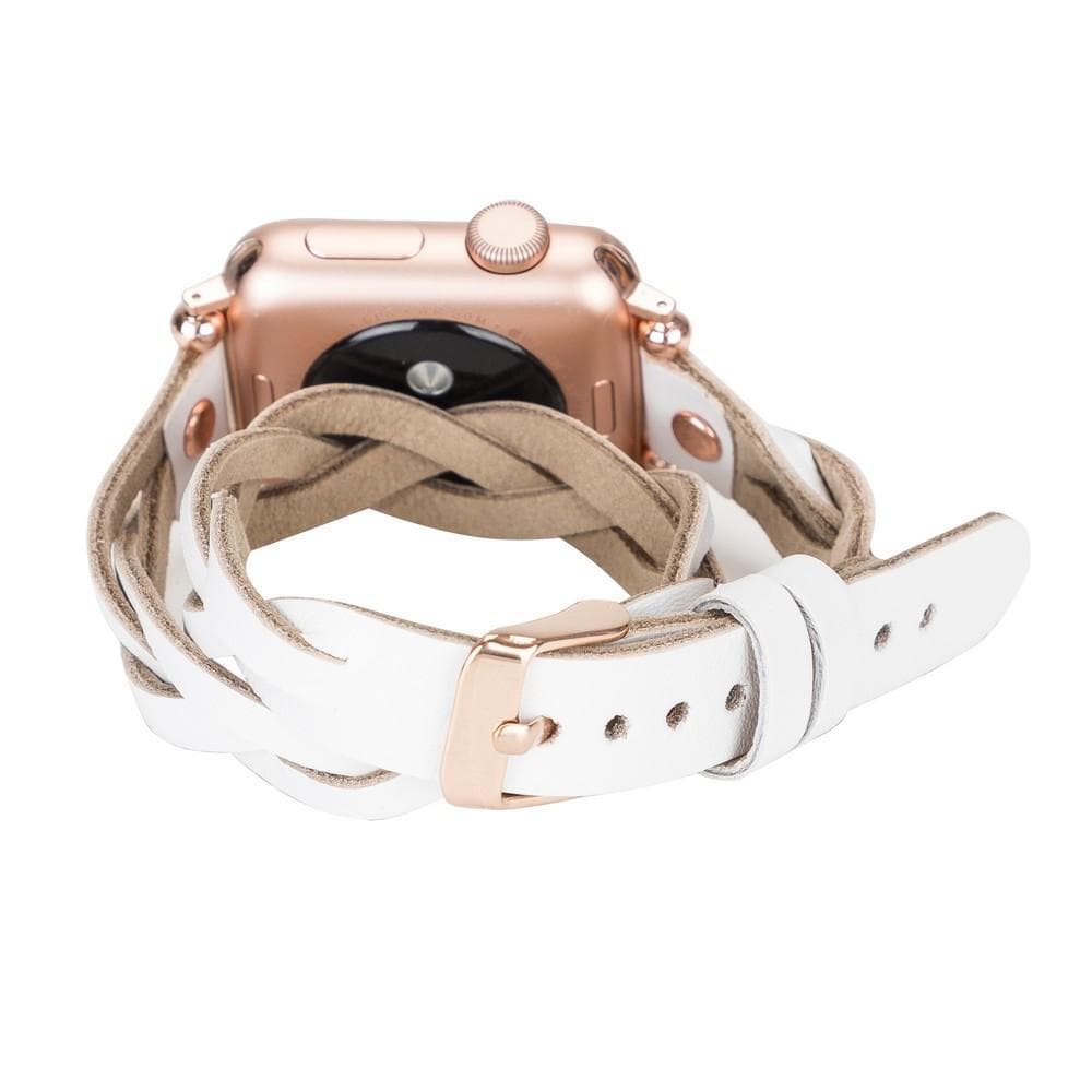Peggy Ferro Genuine Leather Double Tour Apple Watch Band with Rose Gold Trok