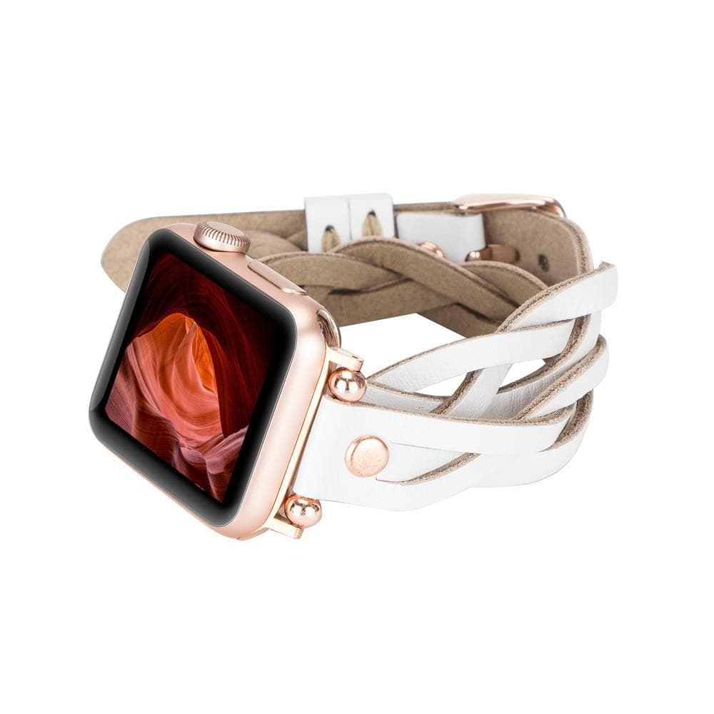 Peggy Ferro Genuine Leather Double Tour Apple Watch Band with Rose Gold Trok
