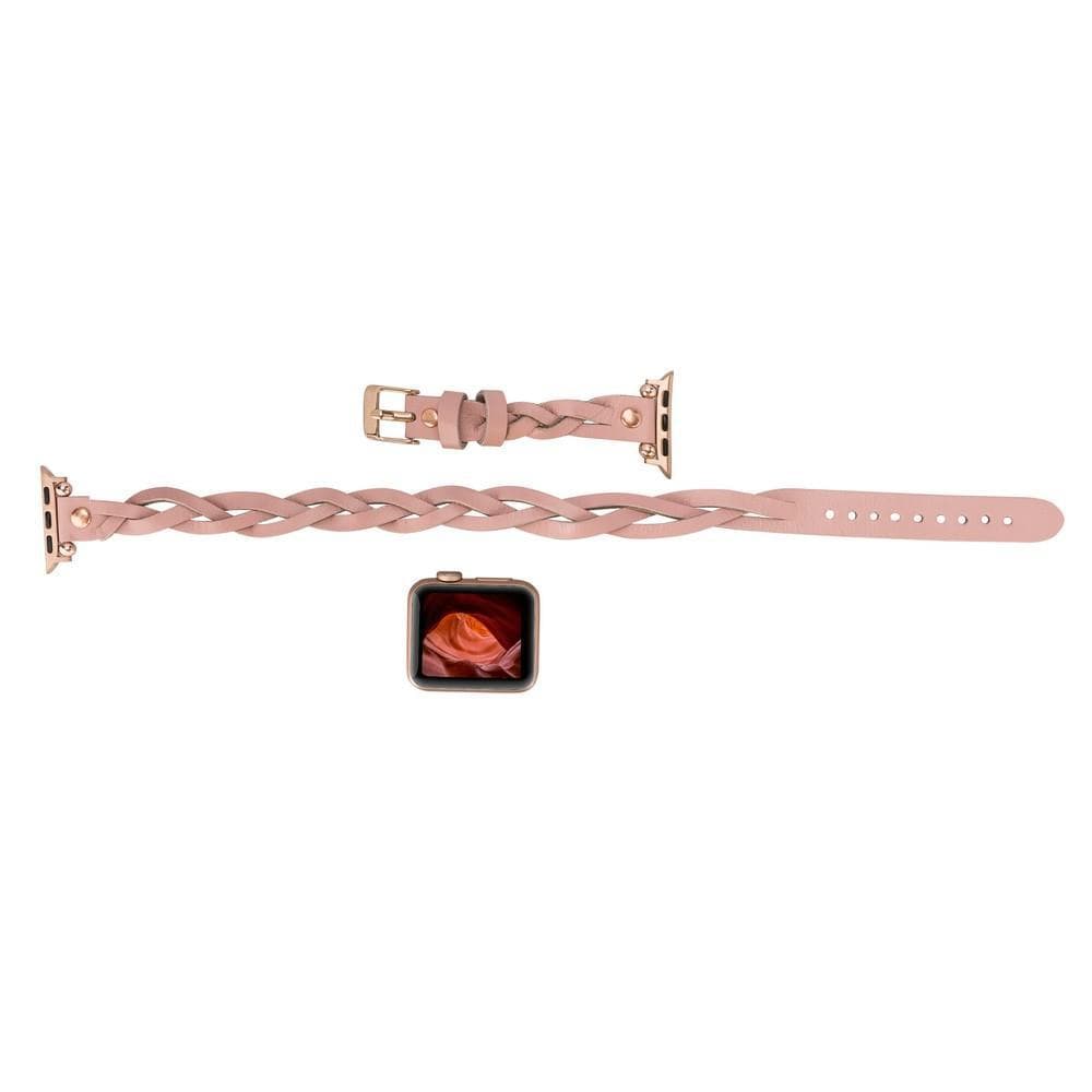 Peggy Ferro Genuine Leather Double Tour Apple Watch Band with Rose Gold Trok