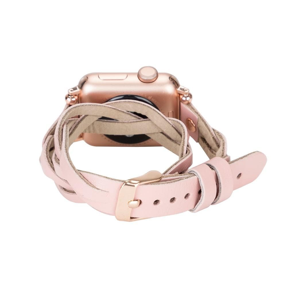 Peggy Ferro Genuine Leather Double Tour Apple Watch Band with Rose Gold Trok