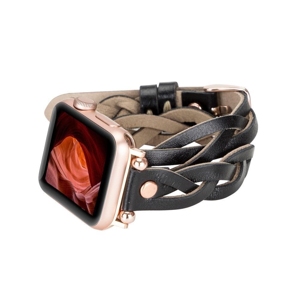 Peggy Ferro Genuine Leather Double Tour Apple Watch Band with Rose Gold Trok